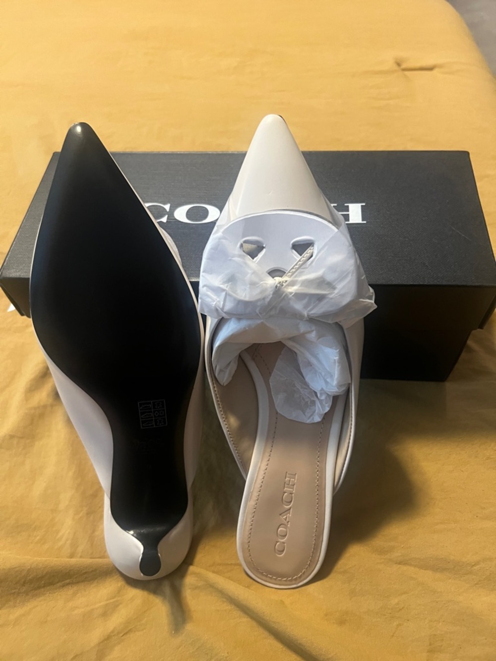 COACH White Pointed Toe Slip-On Mules